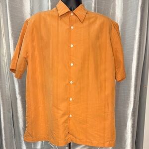 Axist Silk Touch Men’s XL Orange Textured Short Sleeve Button Up Collar Shirt
